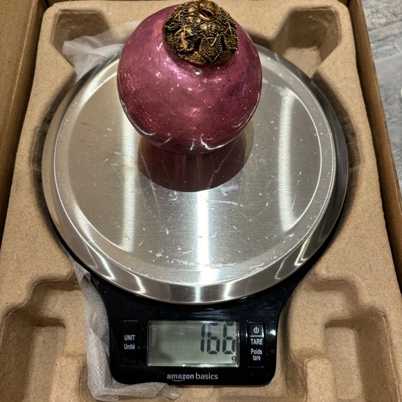 Vtg Heavy Mercury Crackle Glass Silver Christmas Ornament Mirrored Kugel Glass - Picture 5 of 5